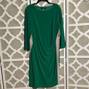 Kasper Side Stripe Green and Soft Pink Women's Plus Size Dress 16
